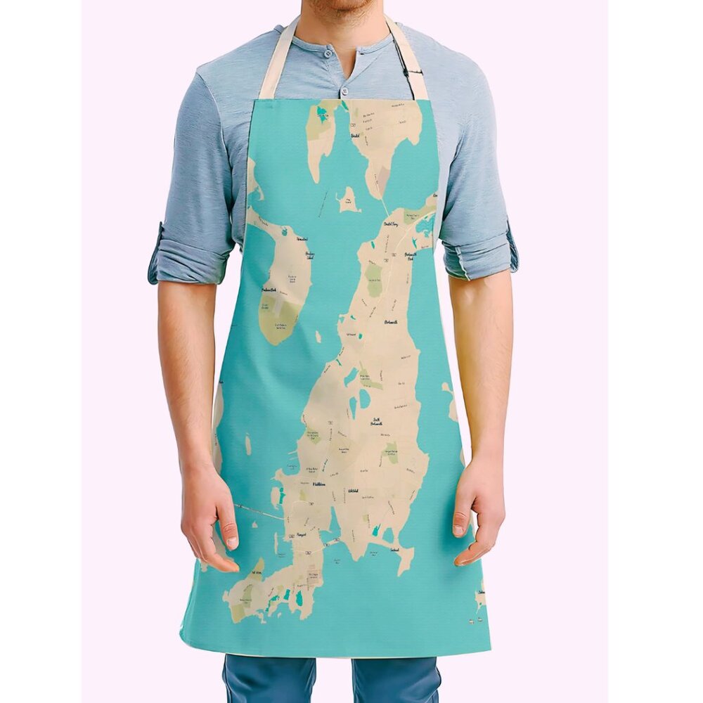 NEW with TAGS Canvas Apron featuring Sea Glass Map of Newport, RI (County)
